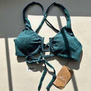 Berlook Small Dark Green Jacquard Bikini Top New